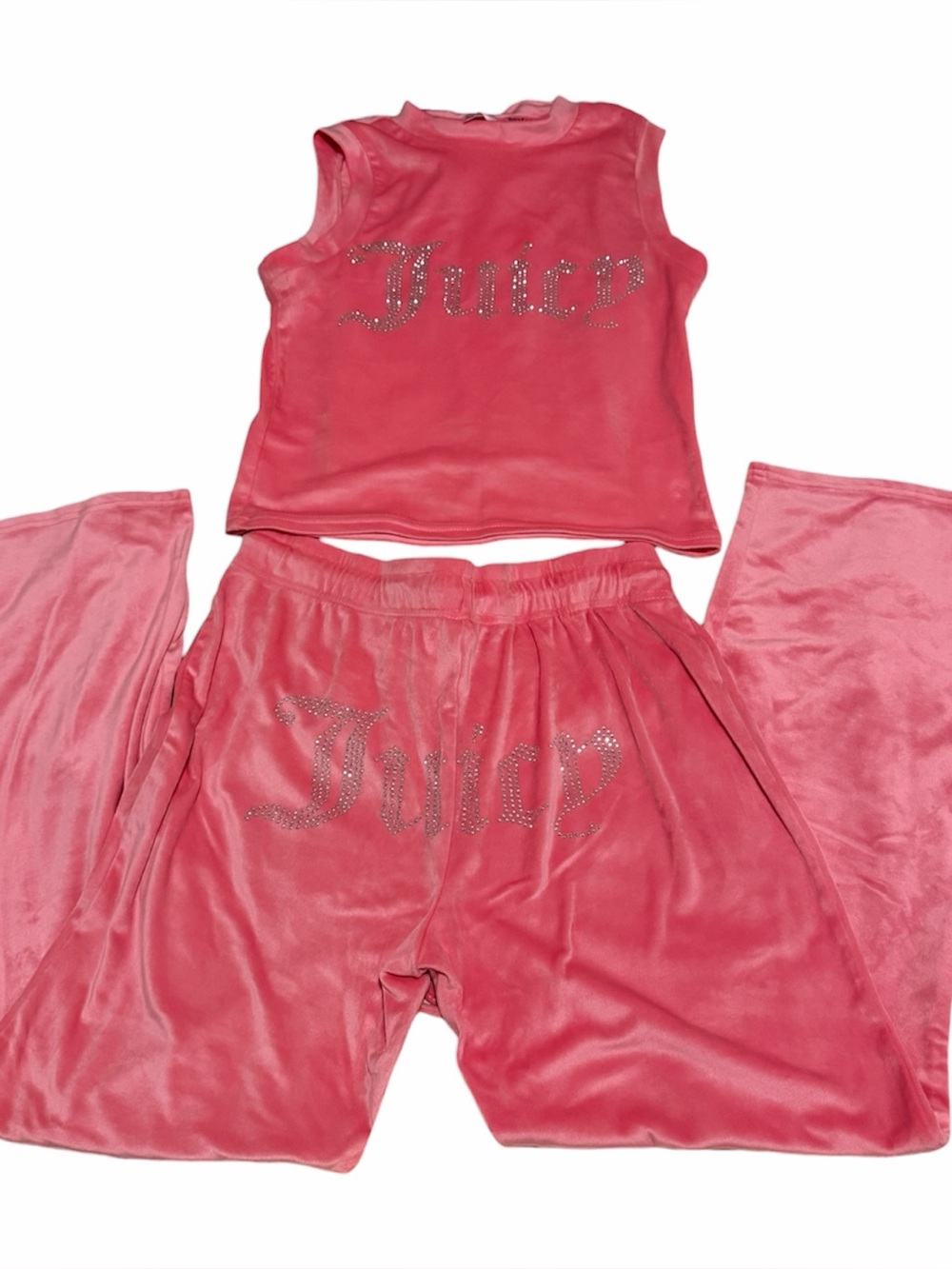 Juicy Couture Pink Velour Rhinestone Logo Two-Piece Set
